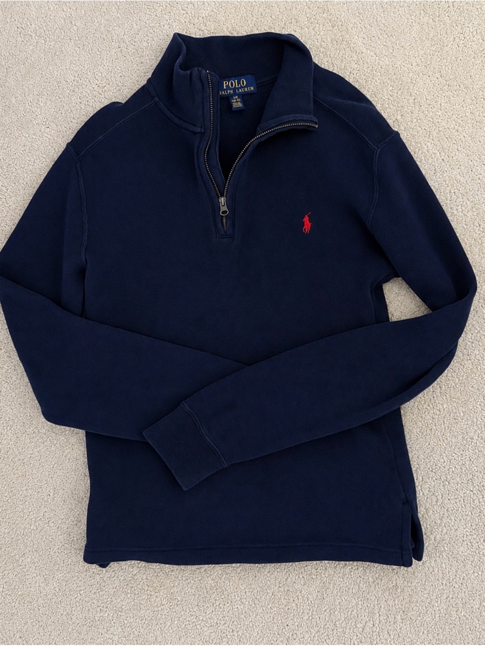 Polo by Ralph Lauren Boys Quarter-Zip Sweater Large 14-16 Navy Blue